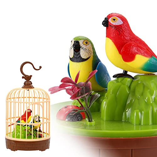 HWD Voice-Activated Parrot Birdcage Toy – Chirping, Fluttering & Moving Bird for Kids Ages 3+ (Model A)