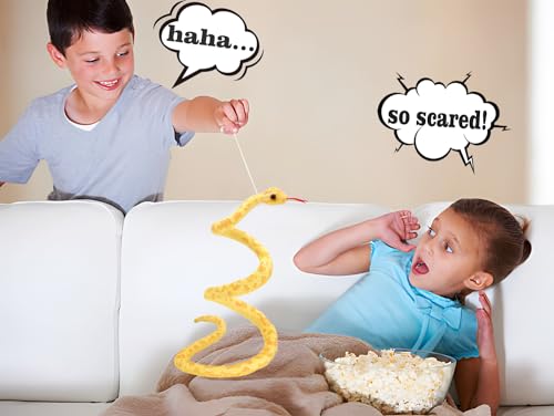 HWD Yellow Soft Snake Plush – 43.3 Inch Lifelike Stuffed Animal for Pranks and Gifts