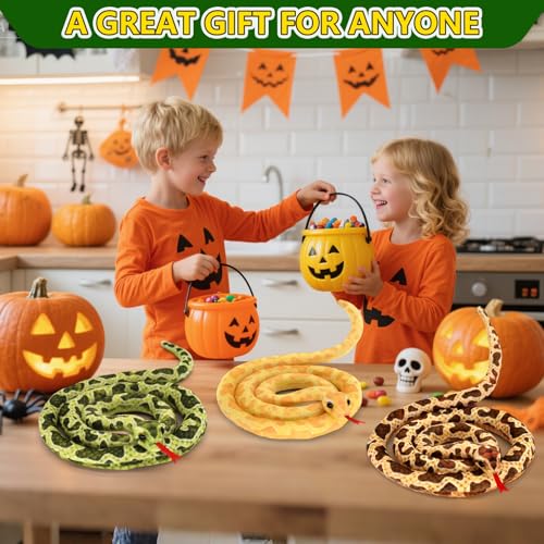 HWD Yellow Soft Snake Plush – 43.3 Inch Lifelike Stuffed Animal for Pranks and Gifts
