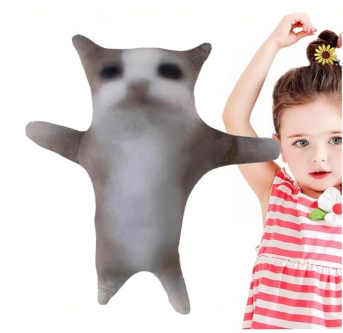 HWHXCZYH Grey Cat Plush Toy – 30 cm Anime Stuffed Animal, Soft and Cuddly Gift for Children