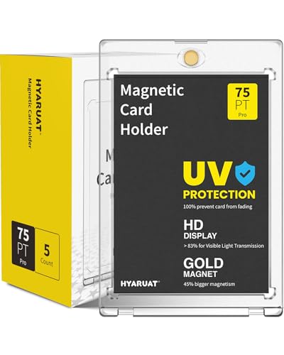 HYARUAT 75pt Magnetic Card Holder 5-Pack - Clear White One Touch Trading Card Cases