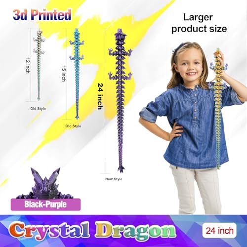 HyBaiS 24-Inch 3D Printed Dragon – Fully Articulated Poseable Figurine, Cinderwing 3D Design