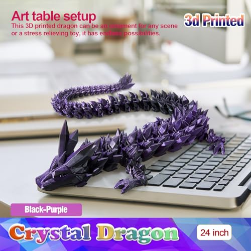 HyBaiS 24-Inch 3D Printed Dragon – Fully Articulated Poseable Figurine, Cinderwing 3D Design