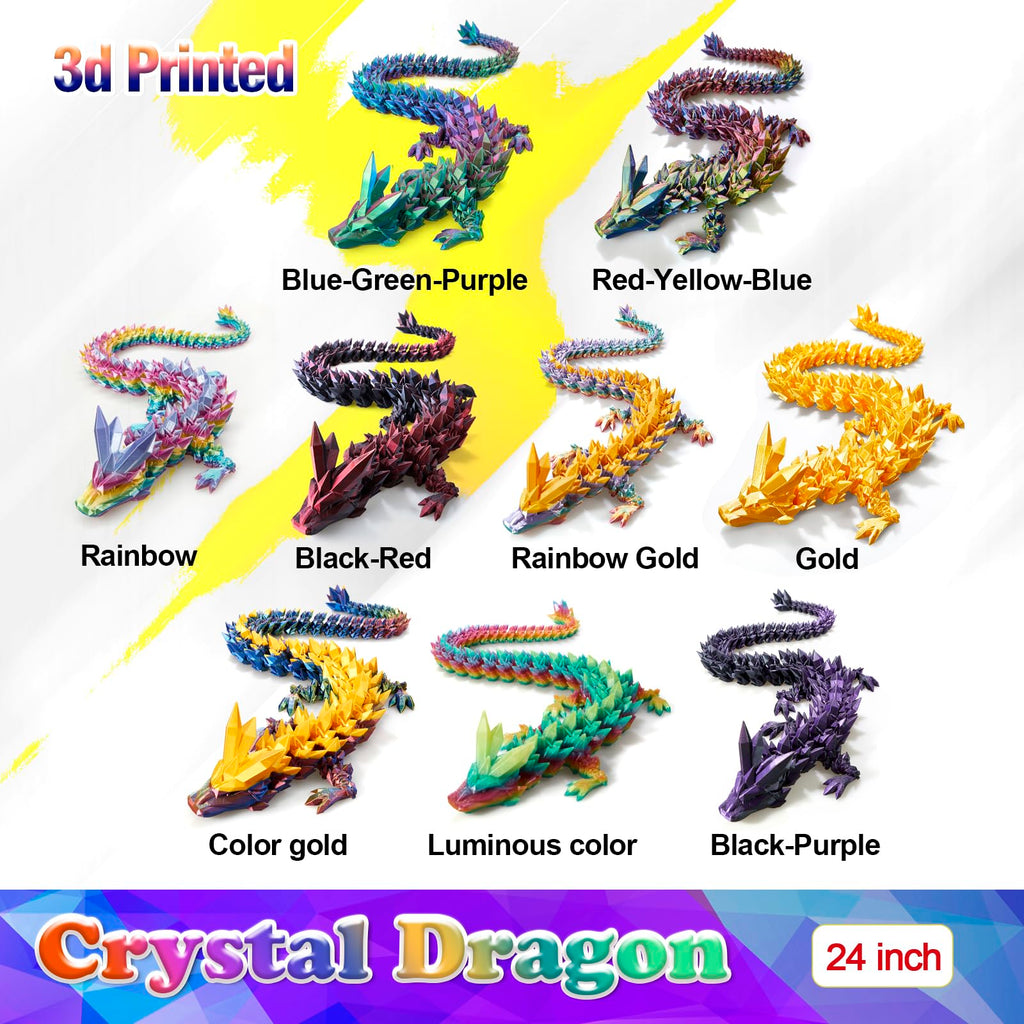 HyBaiS 24-Inch 3D Printed Dragon – Fully Articulated Poseable Figurine, Cinderwing 3D Design