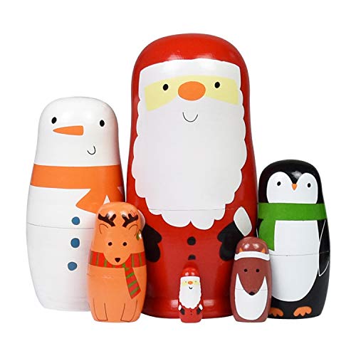 HYCLES 5-Piece Handmade Russian Nesting Dolls Set – Basswood Matryoshka, Largest 9.85 Inches, Ages 3+