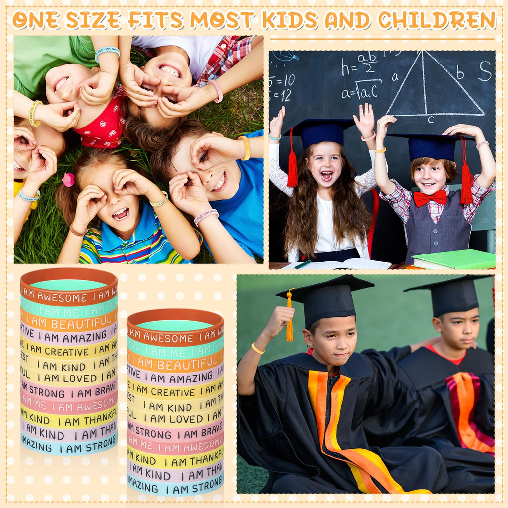 HyDren 36 Motivational Silicone Bracelets with Inspirational Cards – End of Year Student Gifts