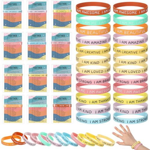HyDren 36 Motivational Silicone Bracelets with Inspirational Cards – End of Year Student Gifts