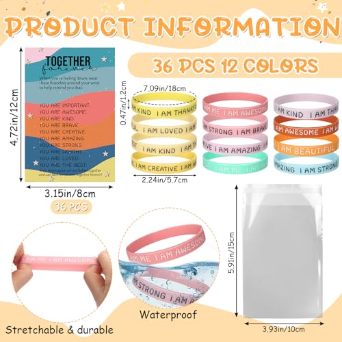 HyDren 36 Motivational Silicone Bracelets with Inspirational Cards – End of Year Student Gifts