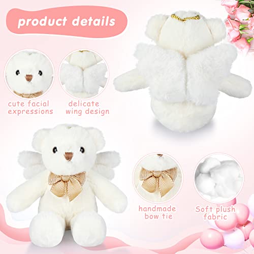 HyDren Angel Bear Plush Stuffed Animal – 25cm White Teddy Bear with Wings for Gifts and Decor