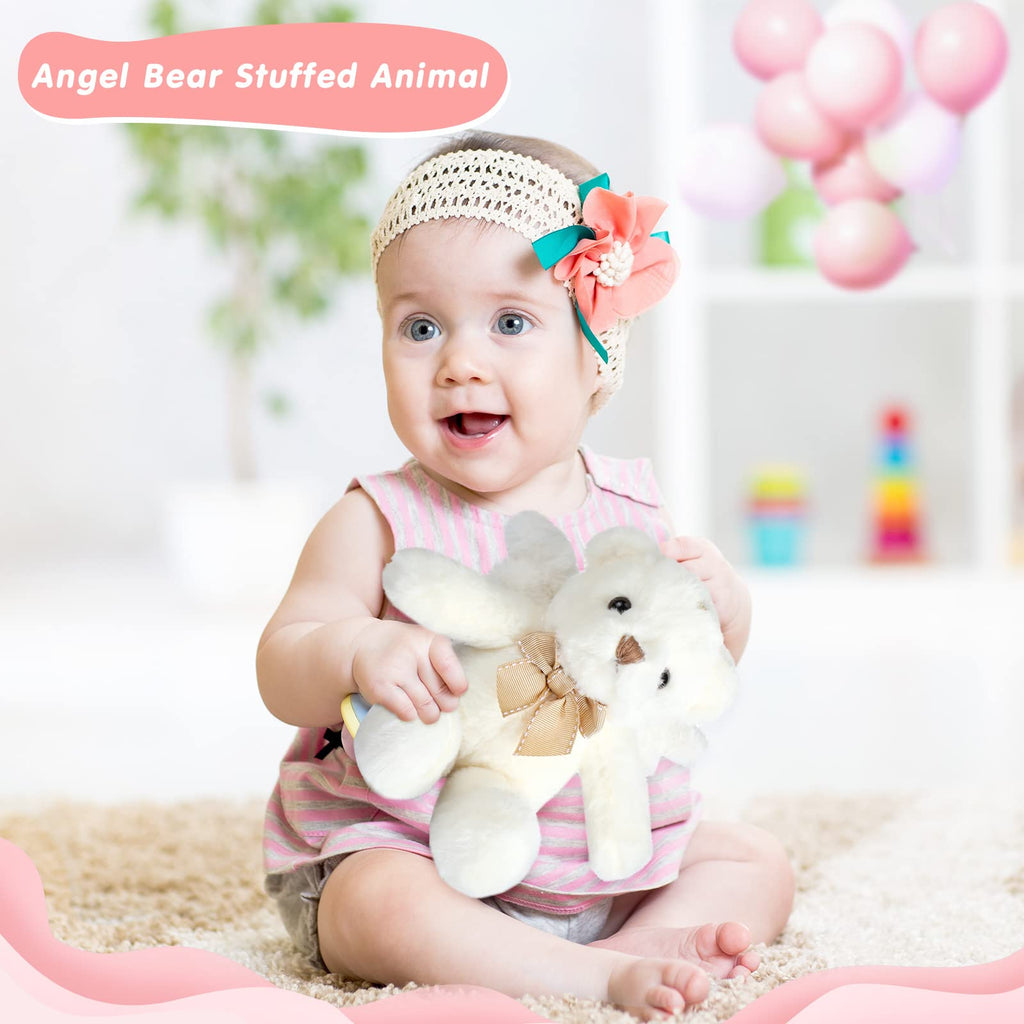 HyDren Angel Bear Plush Stuffed Animal – 25cm White Teddy Bear with Wings for Gifts and Decor