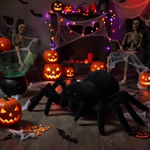 HyDren Giant Spider Plush 15.75 x 9.84 Inches - Soft Cuddly Stuffed Animal Toy for Bedroom Decor, Gifts, and Pranks