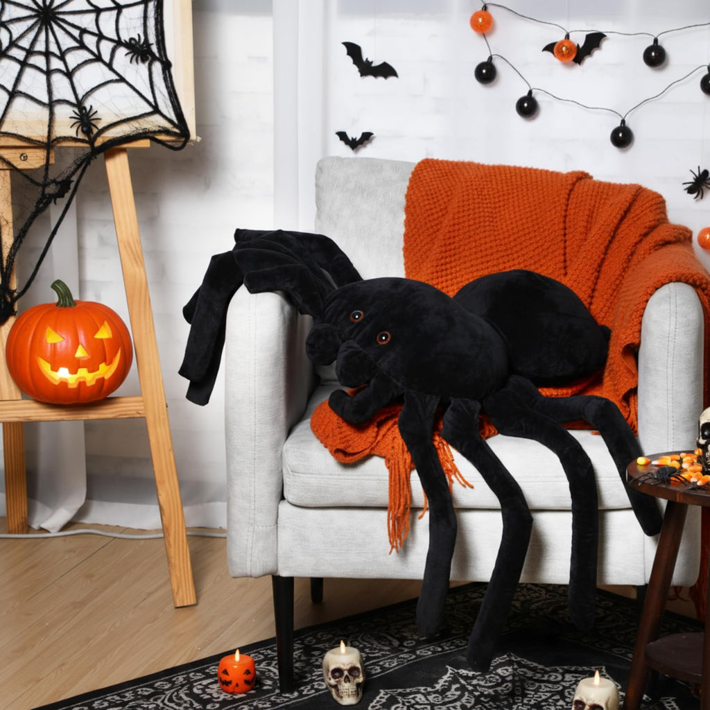 HyDren Giant Spider Plush 15.75 x 9.84 Inches - Soft Cuddly Stuffed Animal Toy for Bedroom Decor, Gifts, and Pranks