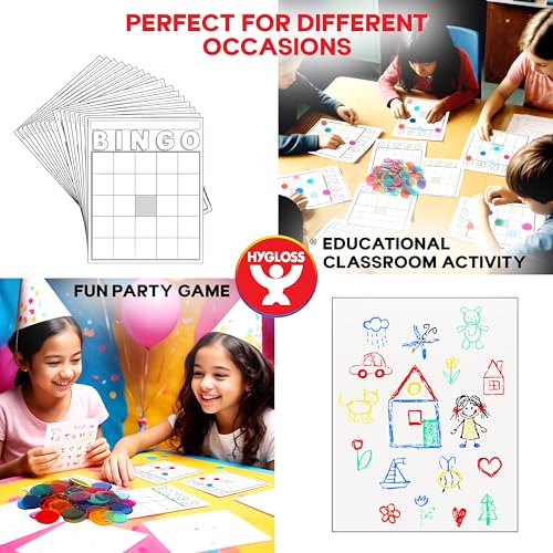 Hygloss 150-Pack Blank Bingo Cards – Write-On Disposable Sheets for Classrooms and Events