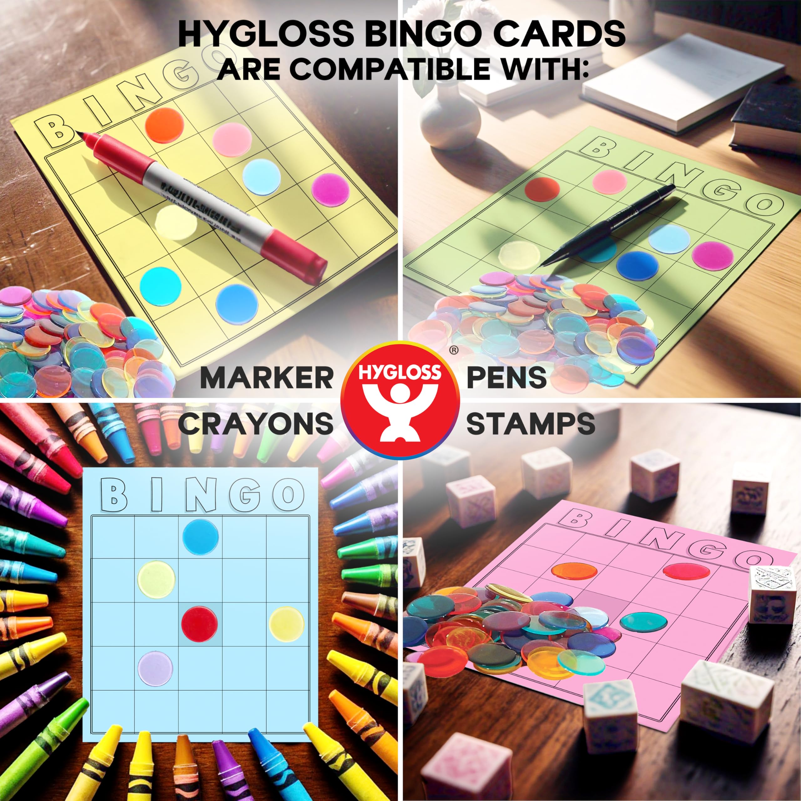 Hygloss 150-Pack Blank Bingo Cards – Write-On Disposable Sheets for Classrooms and Events