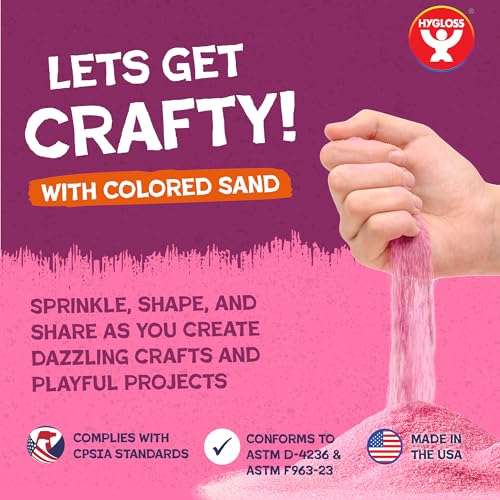 Hygloss Colored Sand – 3 lb Pink Sand Art Kit for Kids Ages 3+