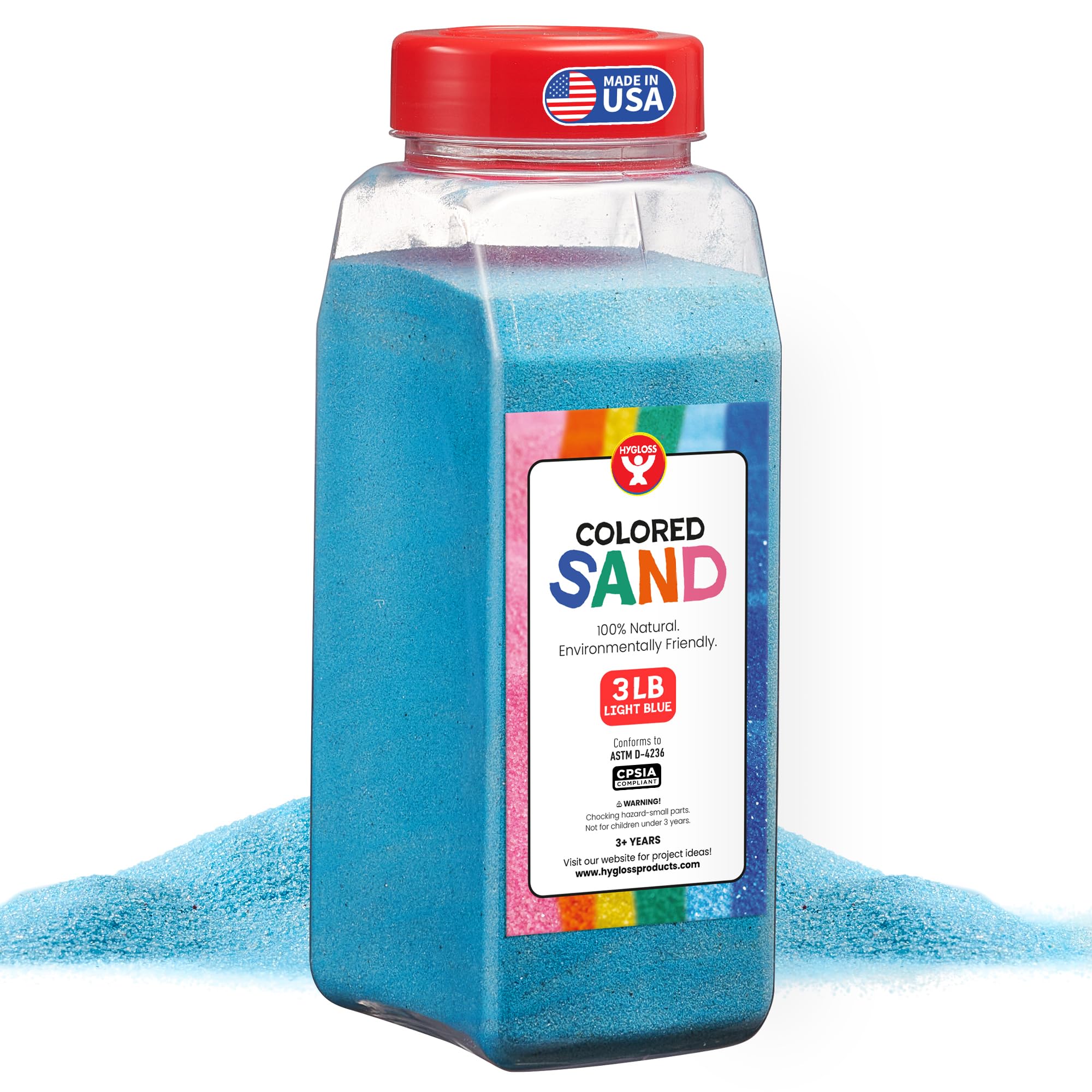 Hygloss Light Blue Colored Sand – 3 lb Bottle for Crafts and Sensory Play