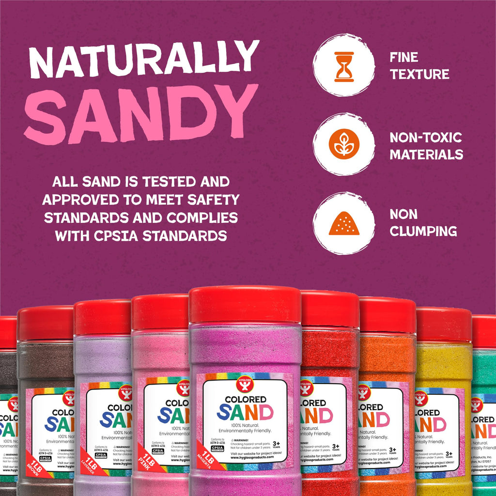Hygloss Red Craft Sand (1 lb) – Ultra-Fine Grain for Sand Art and Sensory Bins