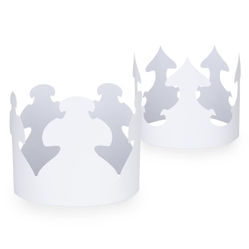 Hygloss White Paper Crowns – Pre-Cut, 24-Pack for DIY Decorating
