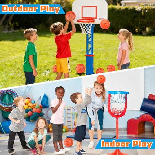 Hymaz 12 Pack Mini Basketballs (4 Inch) with Air Pump – Inflatable Toys for Toddlers, Kids, Party Favors & Pool Games