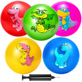Hymaz 5-Pack 9-Inch Bouncy Balls for Toddlers – Soft Dinosaur Inflatable Balls with Pump for Indoor & Outdoor Play