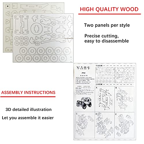 i-CHONY 3D Wooden Car Puzzle Set – 6 DIY Assembly Models for Teens & Adults
