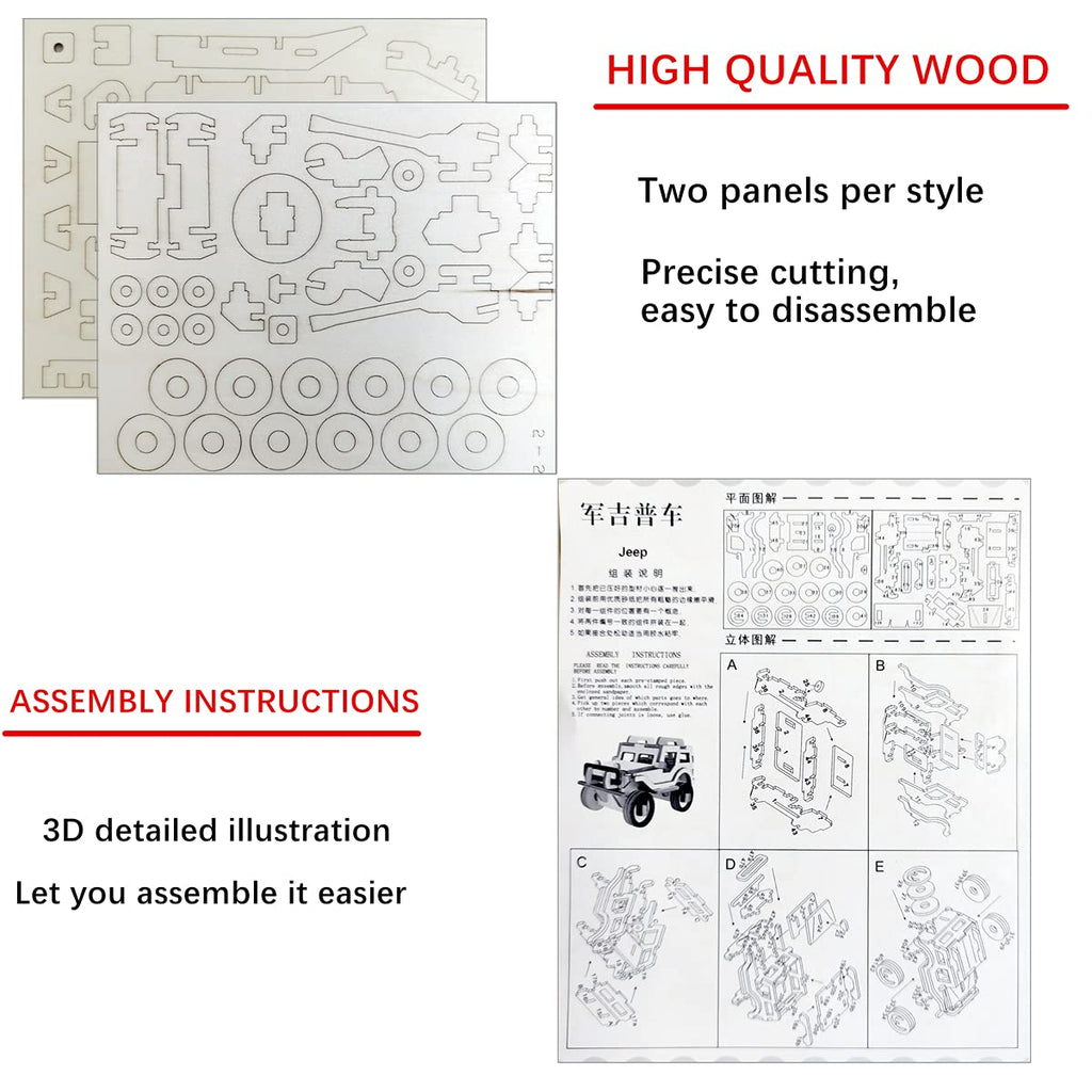 i-CHONY 3D Wooden Car Puzzle Set – 6 DIY Assembly Models for Teens & Adults