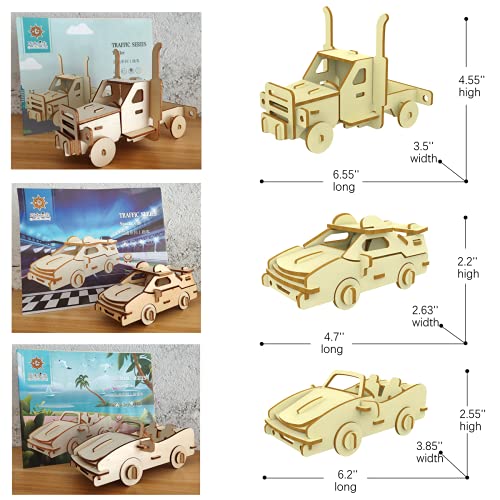 i-CHONY 3D Wooden Car Puzzle Set – 6 DIY Assembly Models for Teens & Adults