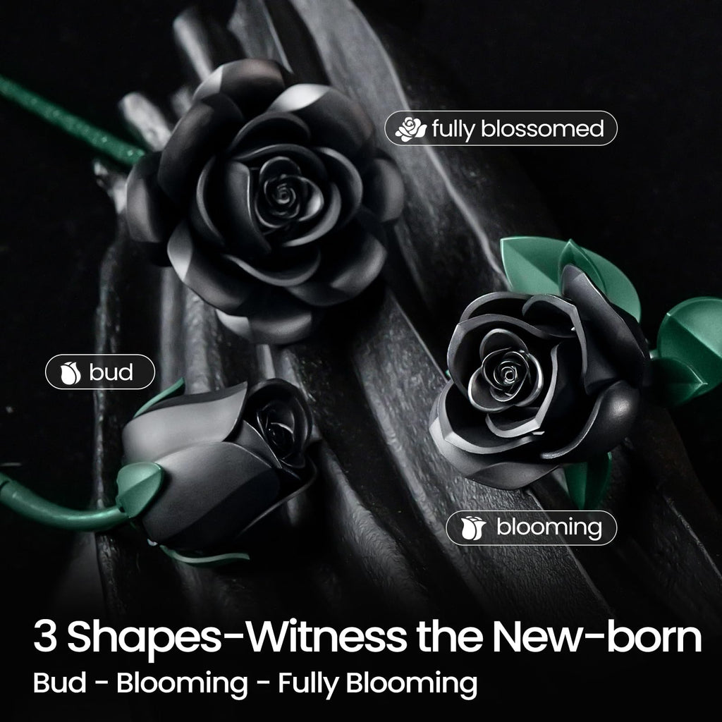 iATOM Black Roses Building Set - 3 Pack, Gothic Decor, 152-Piece Building Toy for Adults