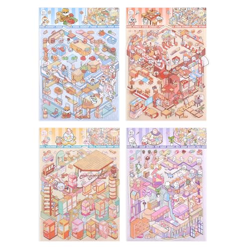 ICCEEMEE 8-Pack 3D Diorama Stickers - Convenience Store, Bakery, Pet Shop Scenes