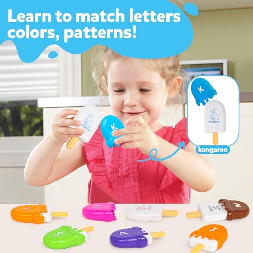 Ice Cream Alphabet Matching Toy - Uppercase & Lowercase Letter Learning Set for Preschoolers Ages 3-6