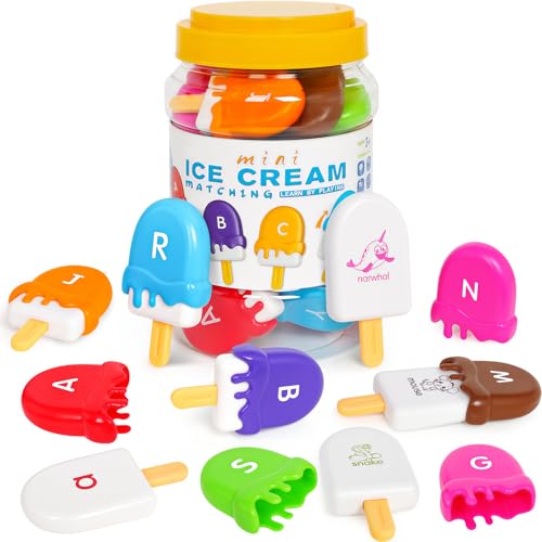 Ice Cream Alphabet Matching Toy - Uppercase & Lowercase Letter Learning Set for Preschoolers Ages 3-6