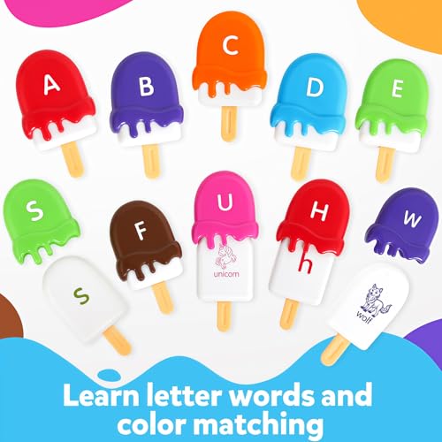 Ice Cream Alphabet Matching Toy - Uppercase & Lowercase Letter Learning Set for Preschoolers Ages 3-6