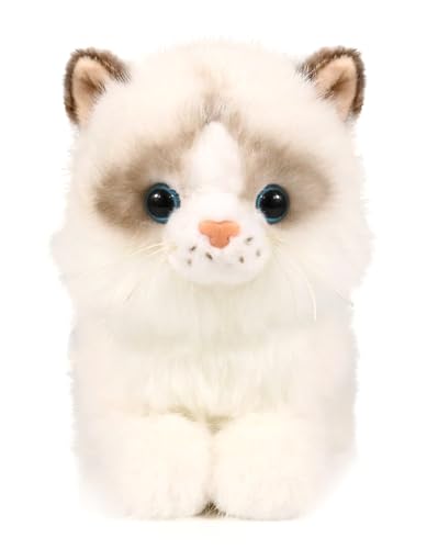 Ice King Bear 8-Inch Realistic Ragdoll Kitten Plush Toy – Lying Pose Soft Stuffed Cat for Kids and Cat Lovers