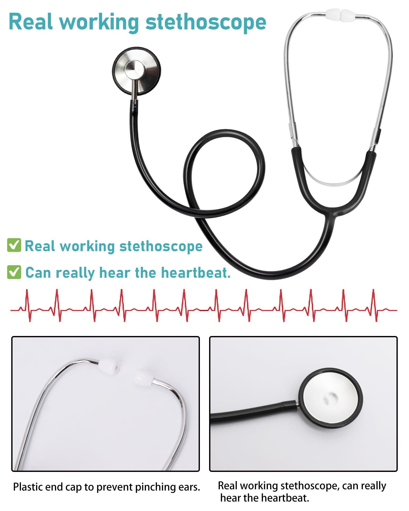 ICECUTE 7-Piece Kids Doctor Costume Set with Real Stethoscope, Scrubs for Boys Girls Ages 3-11