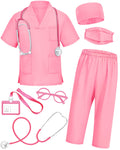 ICECUTE 7-Piece Kids Doctor Costume with Real Stethoscope, Scrubs Set for Toddlers Ages 3-11