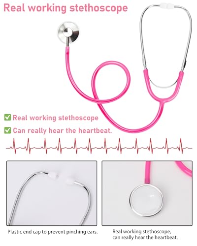 ICECUTE 7-Piece Kids Doctor Costume with Real Stethoscope, Scrubs Set for Toddlers Ages 3-11
