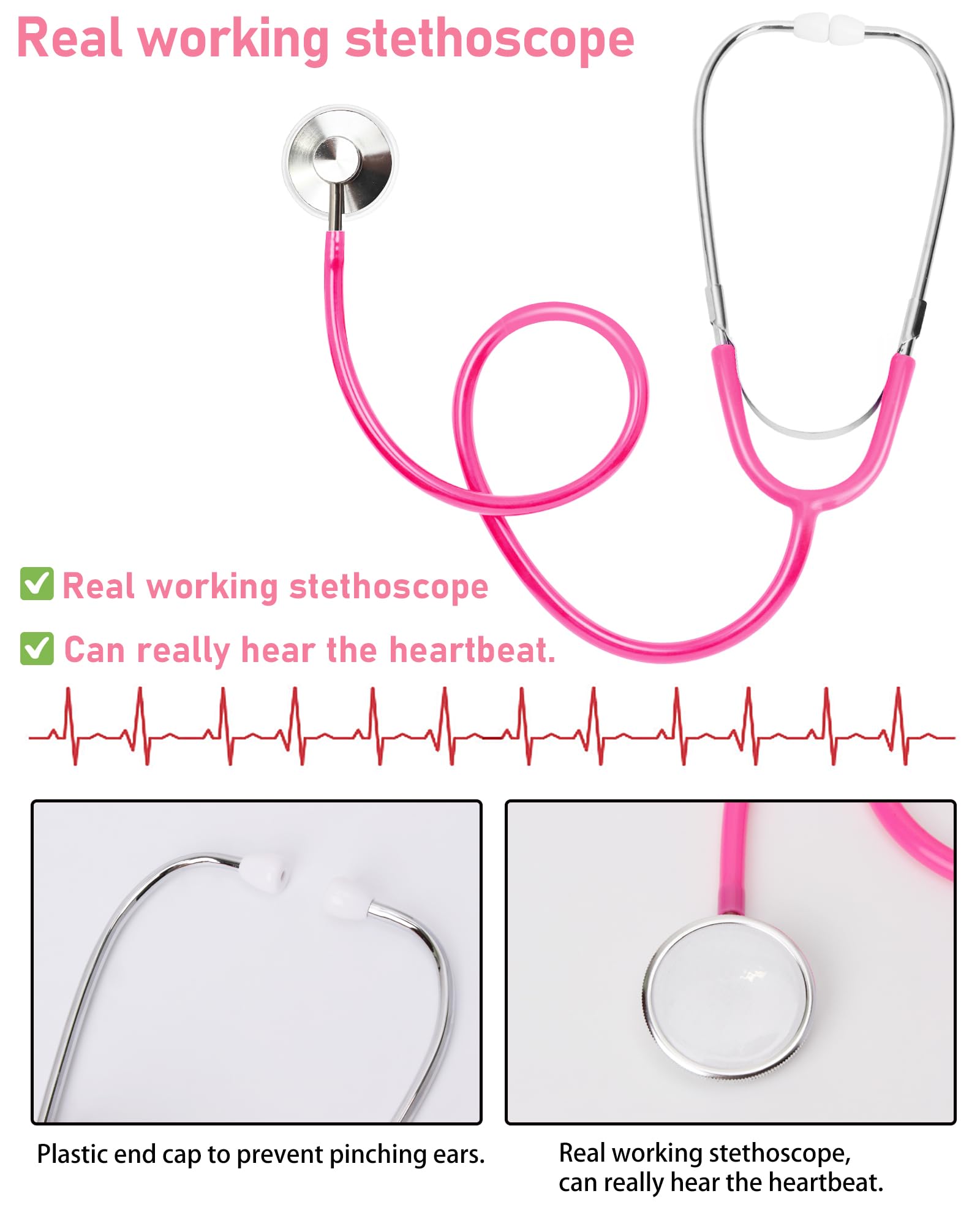 ICECUTE 7-Piece Kids Doctor Costume with Real Stethoscope, Scrubs Set for Toddlers Ages 3-11