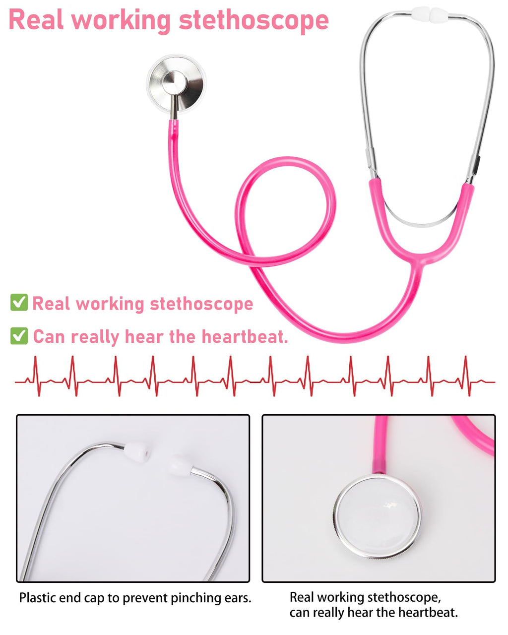 ICECUTE Doctor Costume for Kids 7-Piece Set with Real Stethoscope, Scrubs for Boys Girls Ages 3-11