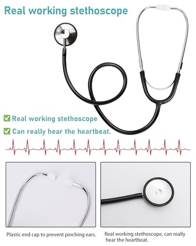 ICECUTE Kids Doctor Costume 7-Piece Scrubs Set with Real Stethoscope for 3-11 Years