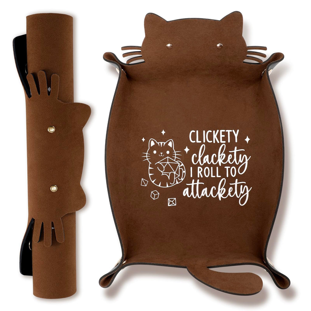 ICoDeesse Cat Dice Rolling Tray – Folding Leather Portable DND RPG Accessory