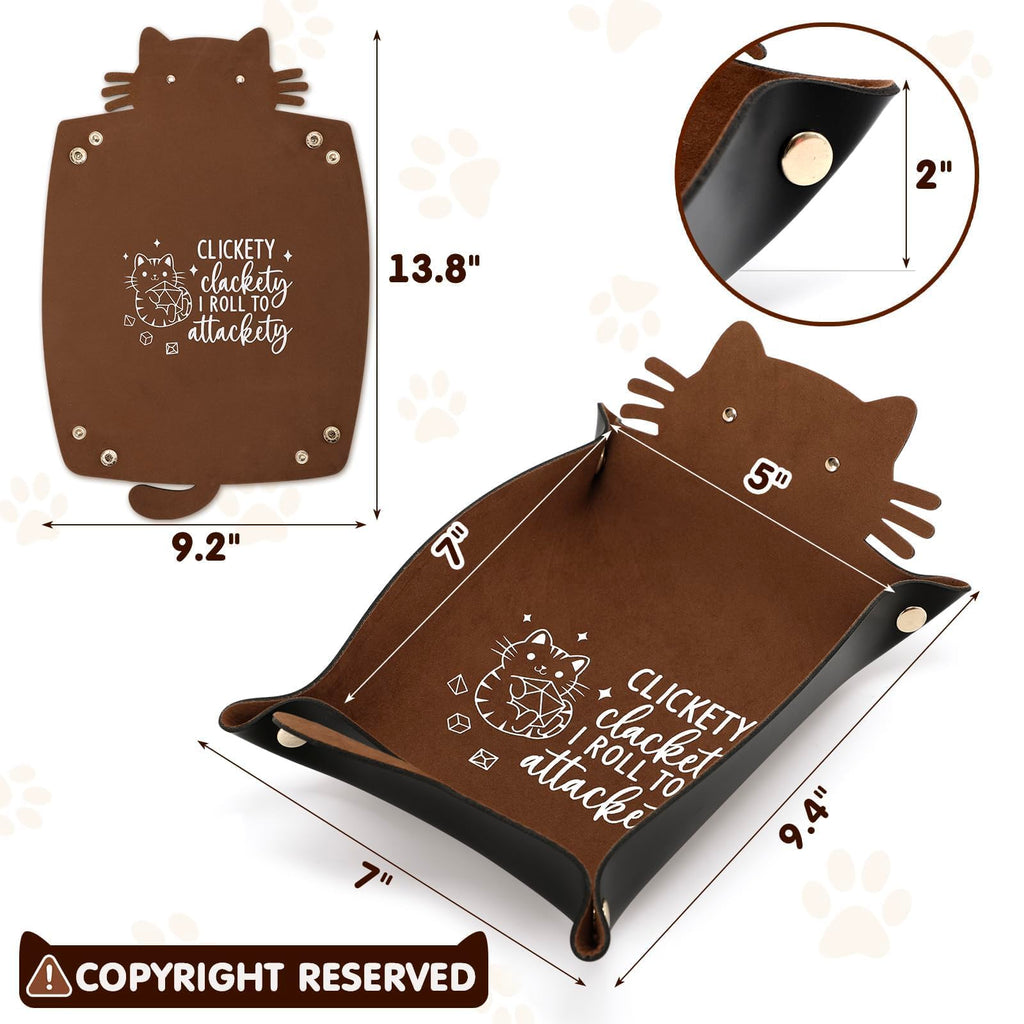 ICoDeesse Cat Dice Rolling Tray – Folding Leather Portable DND RPG Accessory