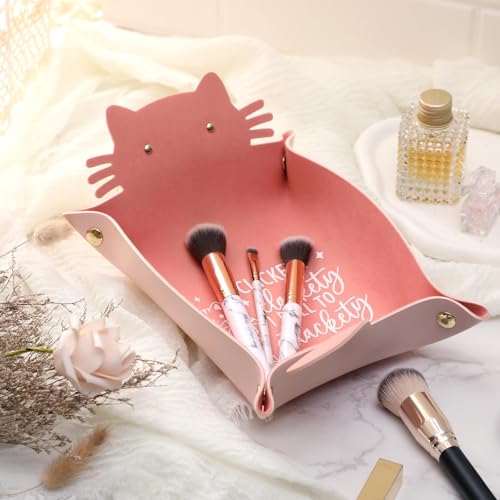 ICoDeesse Cat Dice Tray - Pink Folding Leather Portable Tray for RPG & DND Games