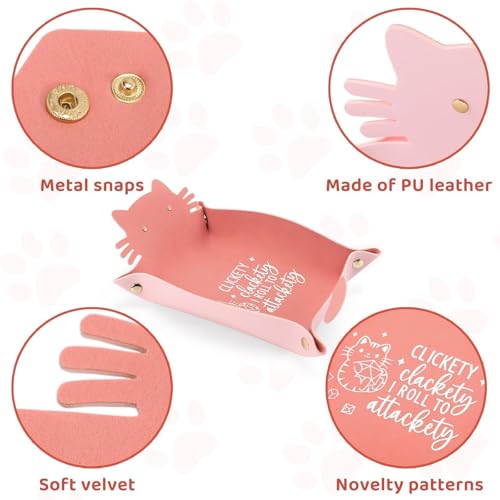 ICoDeesse Cat Dice Tray - Pink Folding Leather Portable Tray for RPG & DND Games