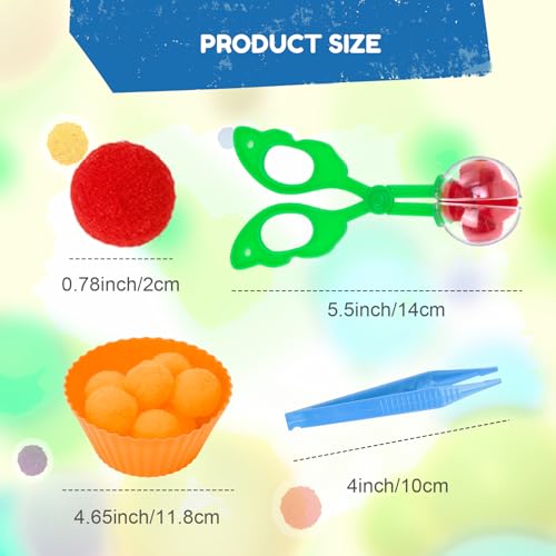 iCraftine 114-Piece Sensory Bin Filler with Sorting Bowls, Pom Poms, Tweezers, and Scoopers for Fine Motor Skills Development