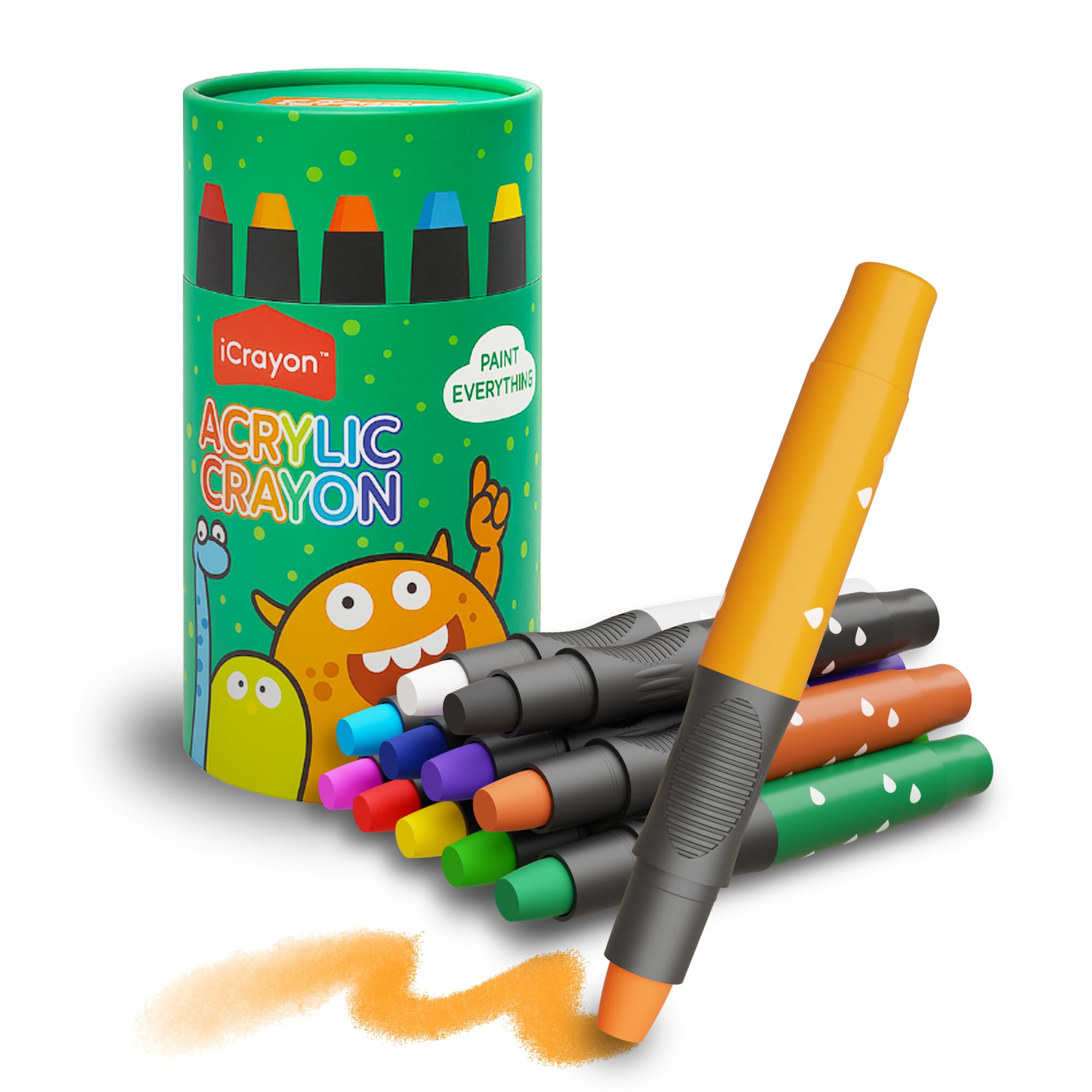 iCrayon 12 Color Twist Crayons – Washable, Non-Toxic, Quick-Drying for Kids Art Projects on Paper, Glass, Wood & Canvas