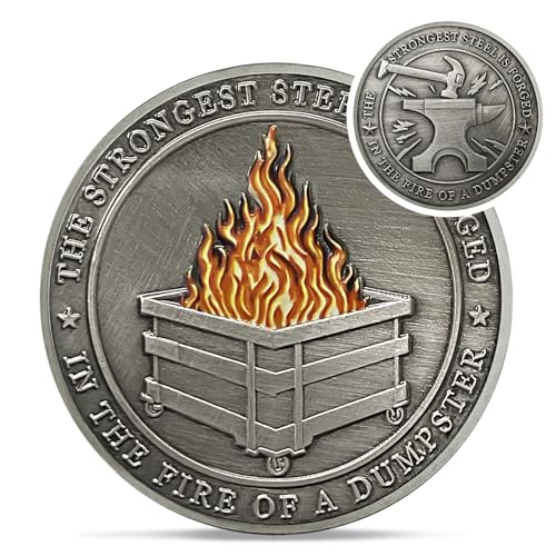 IELCJJ Delicate Dumpster Fire Challenge Coin - Funny Desk Accessory for Coworker Gifts