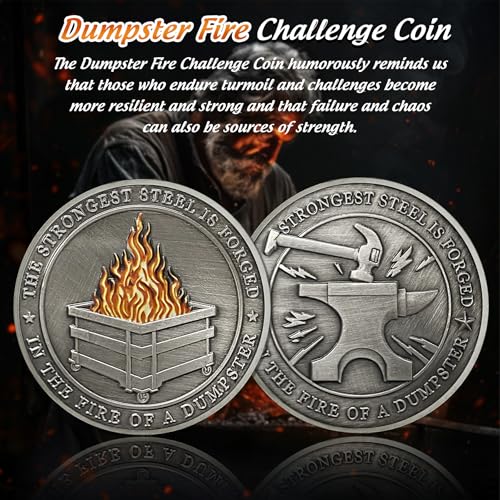 IELCJJ Delicate Dumpster Fire Challenge Coin - Funny Desk Accessory for Coworker Gifts