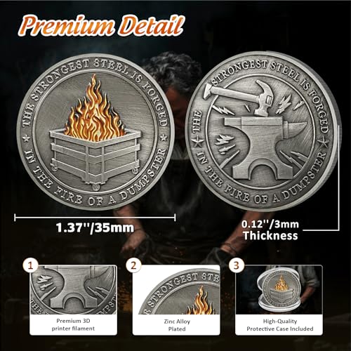 IELCJJ Delicate Dumpster Fire Challenge Coin - Funny Desk Accessory for Coworker Gifts