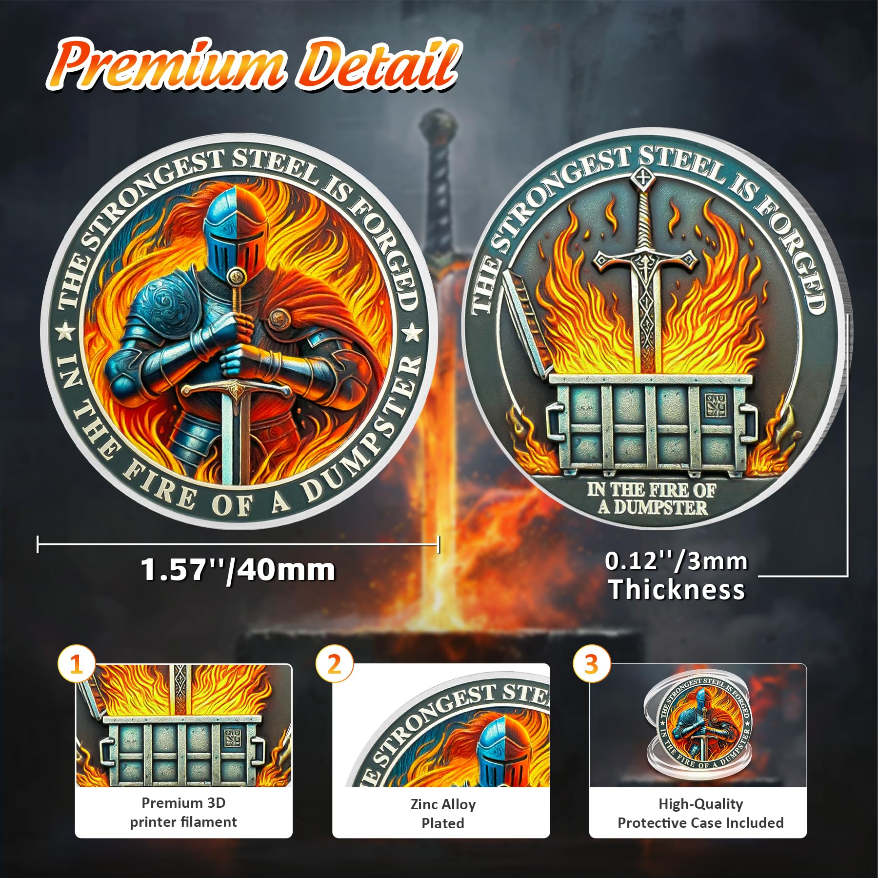 IELCJJ Dumpster Fire Challenge Coin – Funny Desk Token with Inspirational Saying for Coworker Gifts