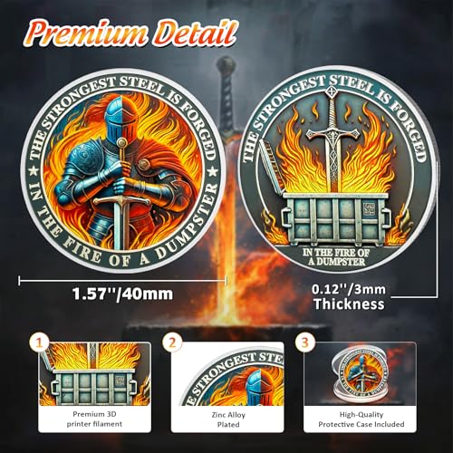 IELCJJ Dumpster Fire Challenge Coin – Funny Desk Token with Inspirational Saying for Coworker Gifts